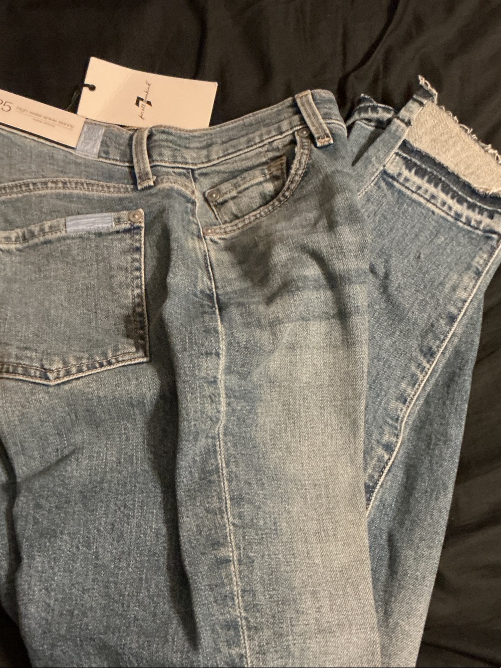 7 For All Mankind Light Blue Frayed Hem Jeans